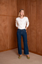 Jean wide leg à frange
