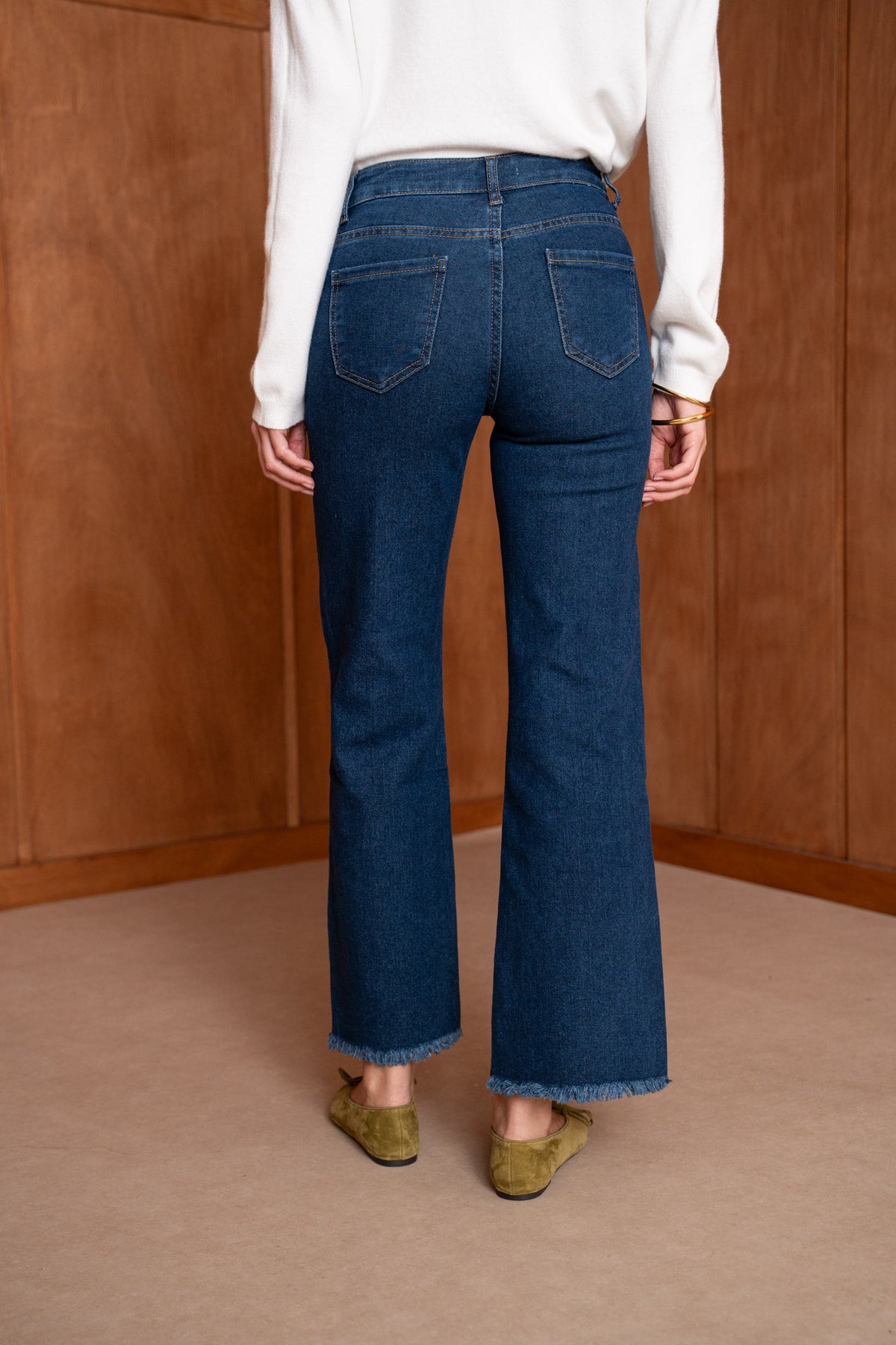 Jean wide leg à frange