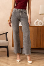 Jean wide leg à frange gris