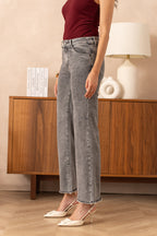 Jean wide leg à frange gris