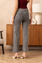 Jean wide leg à frange gris
