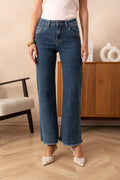 Jean wide leg à frange