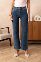Jean wide leg à frange