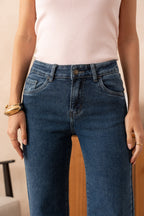 Jean wide leg à frange