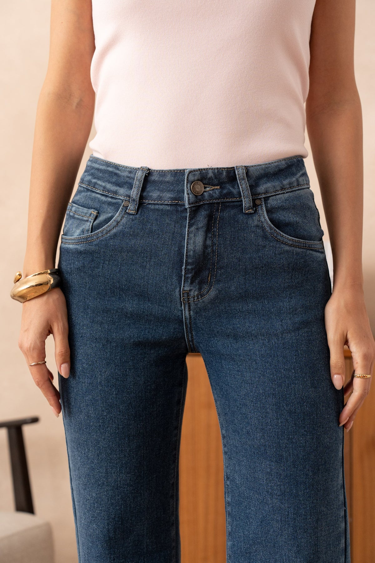 Jean wide leg à frange
