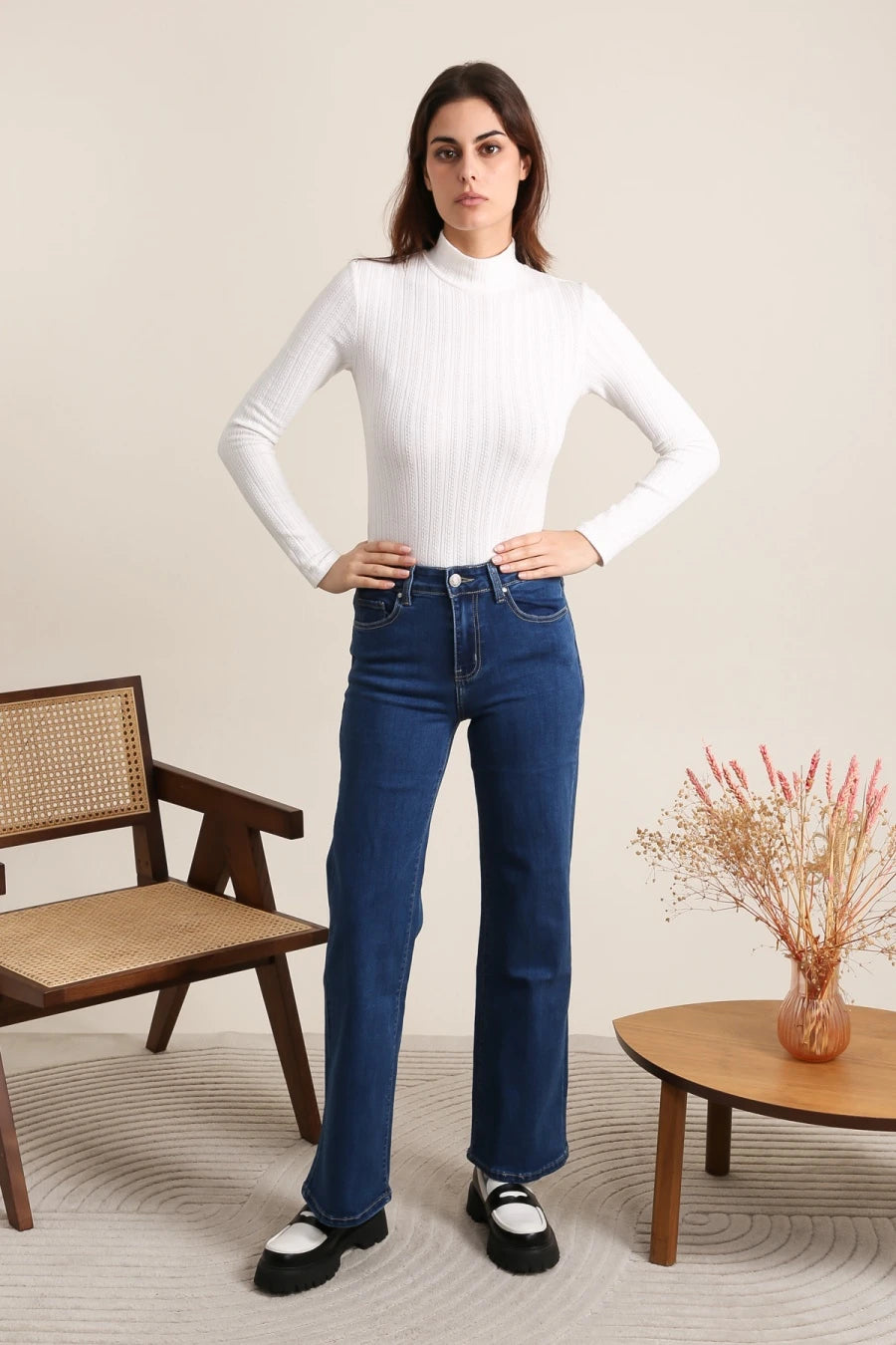 Jeans wide leg grande taille