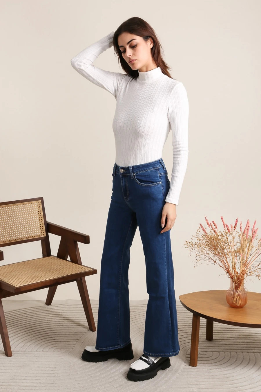 Jeans wide leg grande taille
