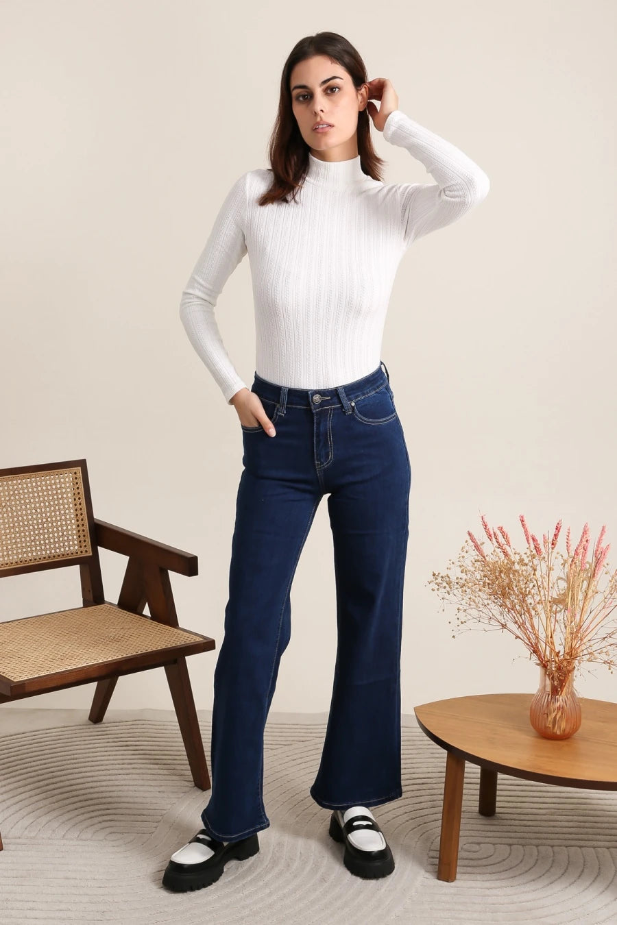 Jeans wide leg grande taille