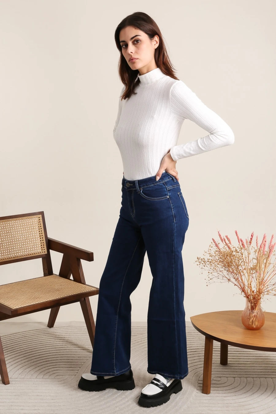 Jeans wide leg grande taille