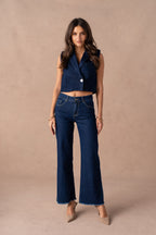 Jean wide leg à frange