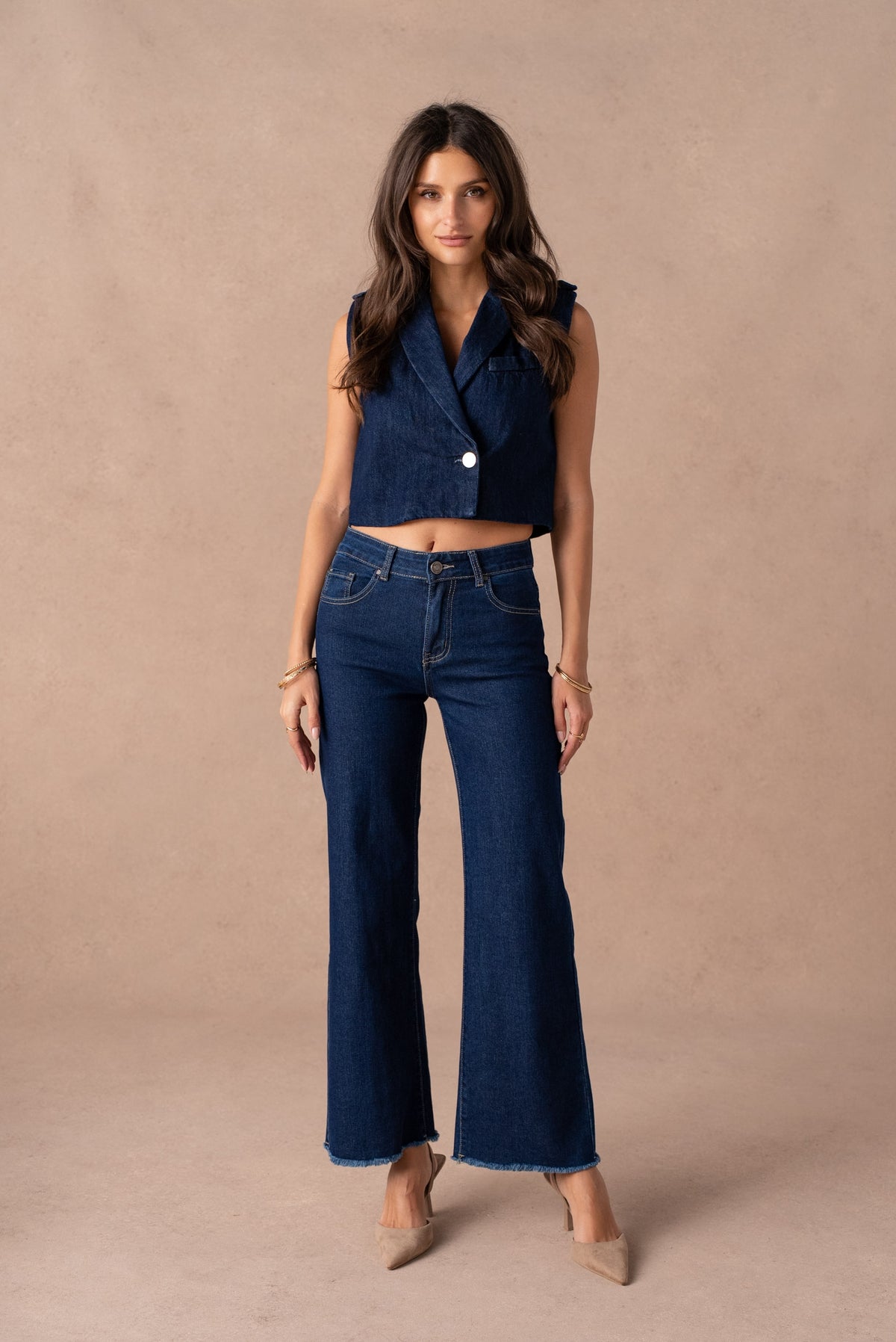 Jean wide leg à frange