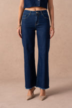 Jean wide leg à frange