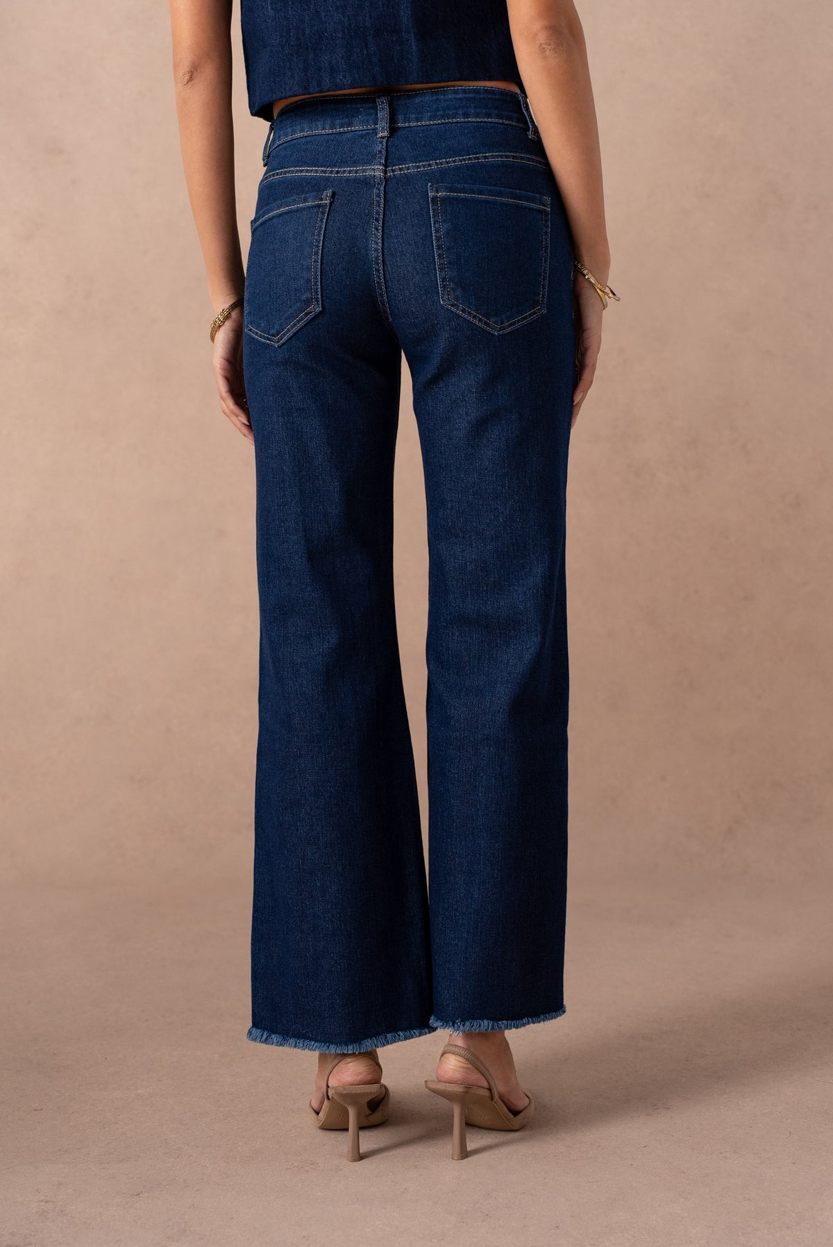 Jean wide leg à frange