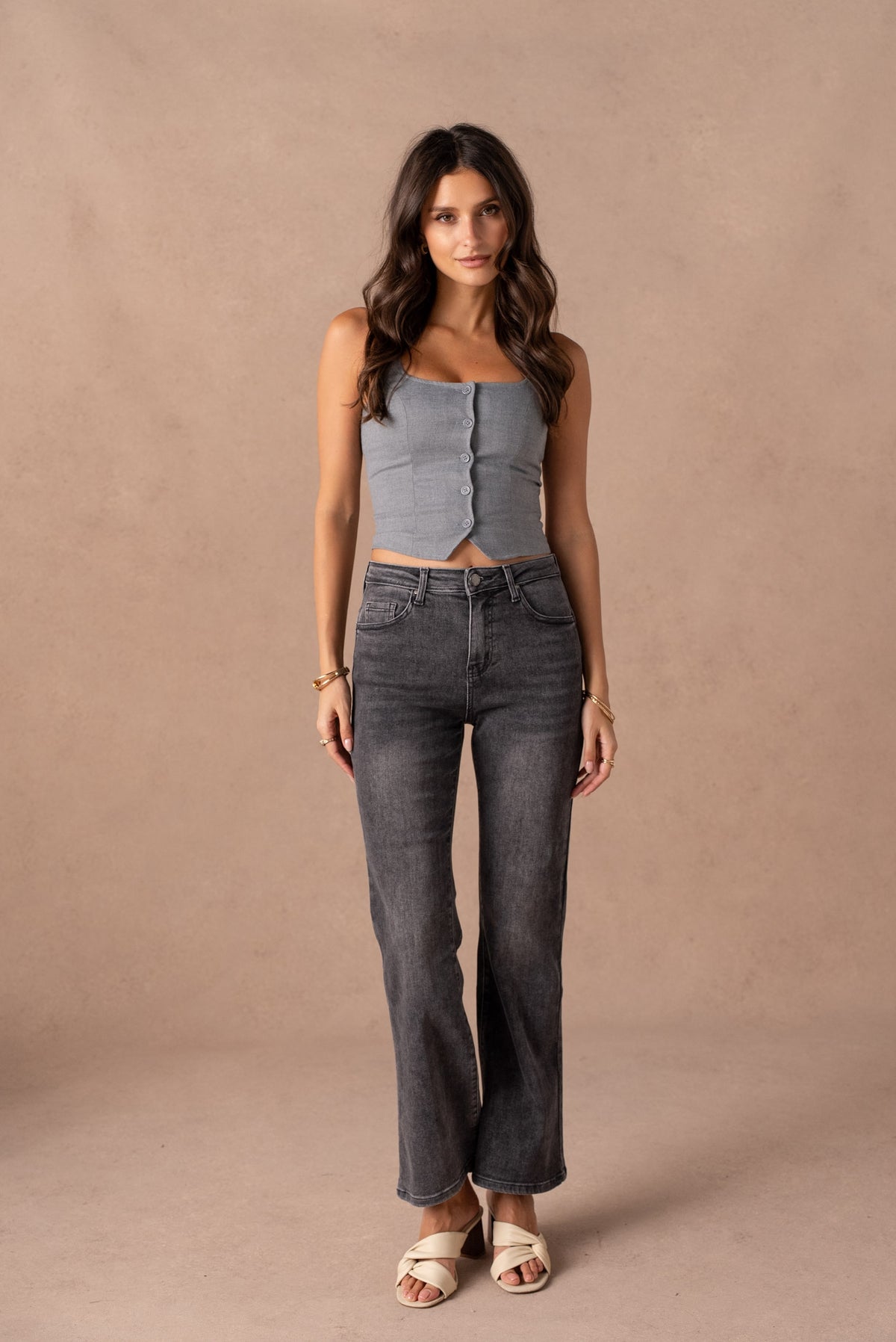Jean flare gris