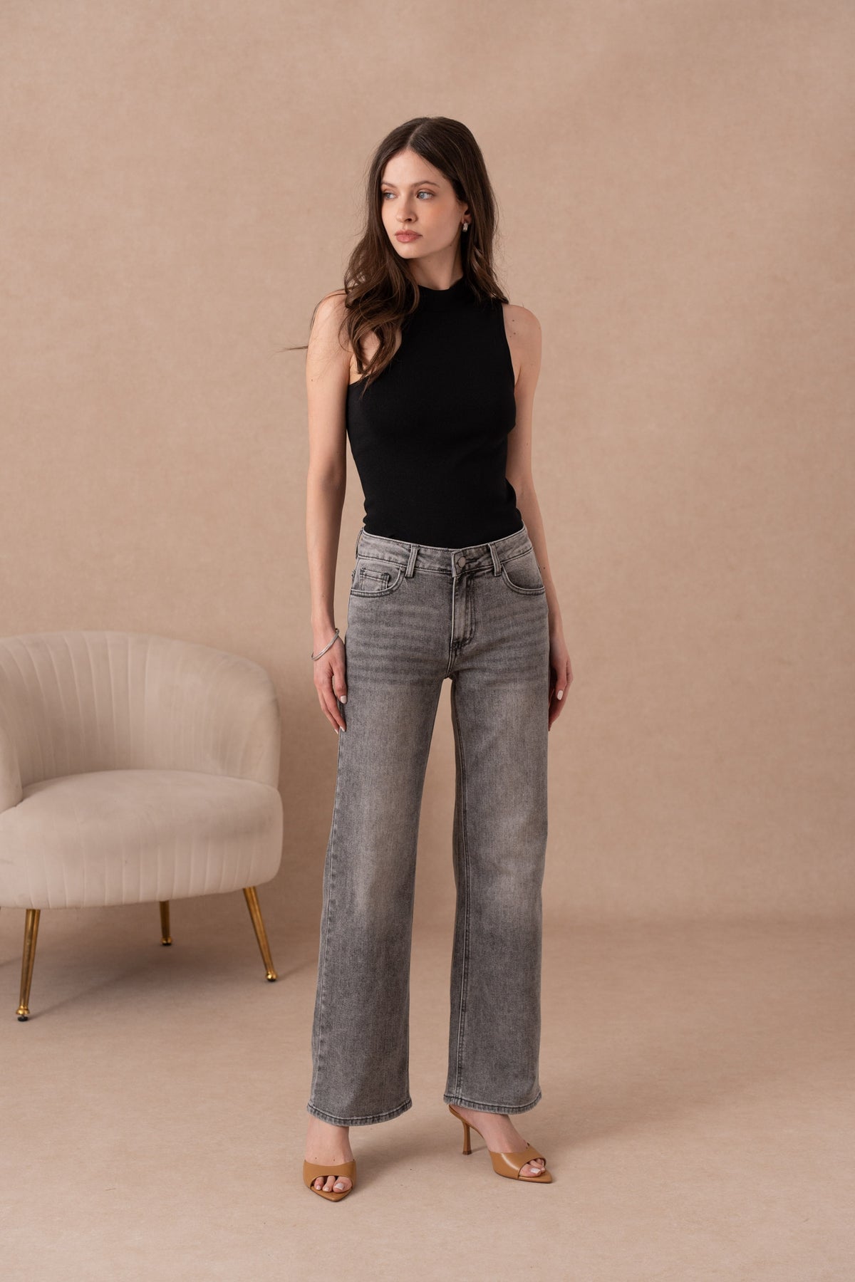 Jean droit ample taille basse