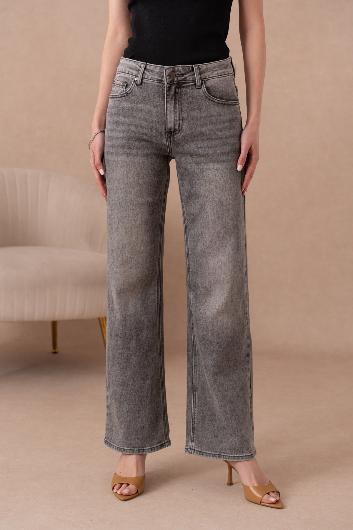 Jean droit ample taille basse