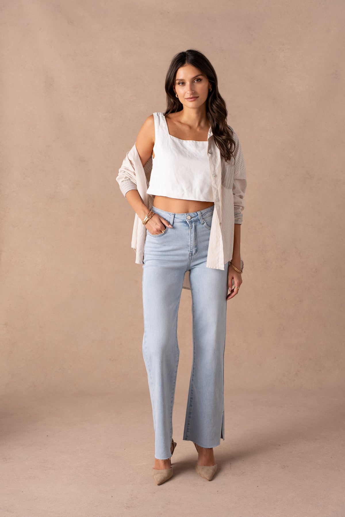 Jean wide leg fendu