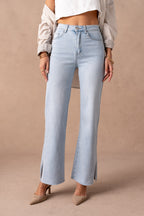 Jean wide leg fendu
