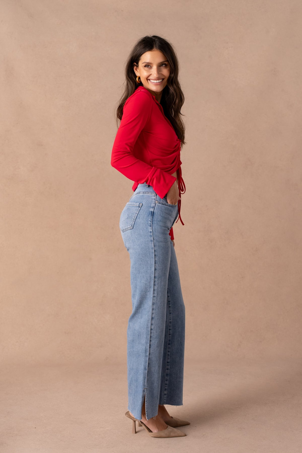 Jean wide leg fendu