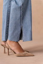 Jean wide leg fendu