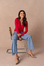 Jean wide leg fendu