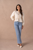 Jean wide leg effiloché