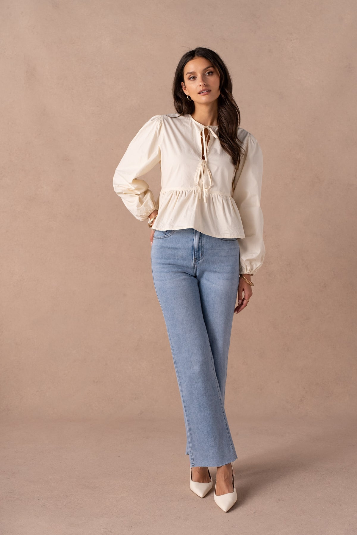 Jean wide leg effiloché
