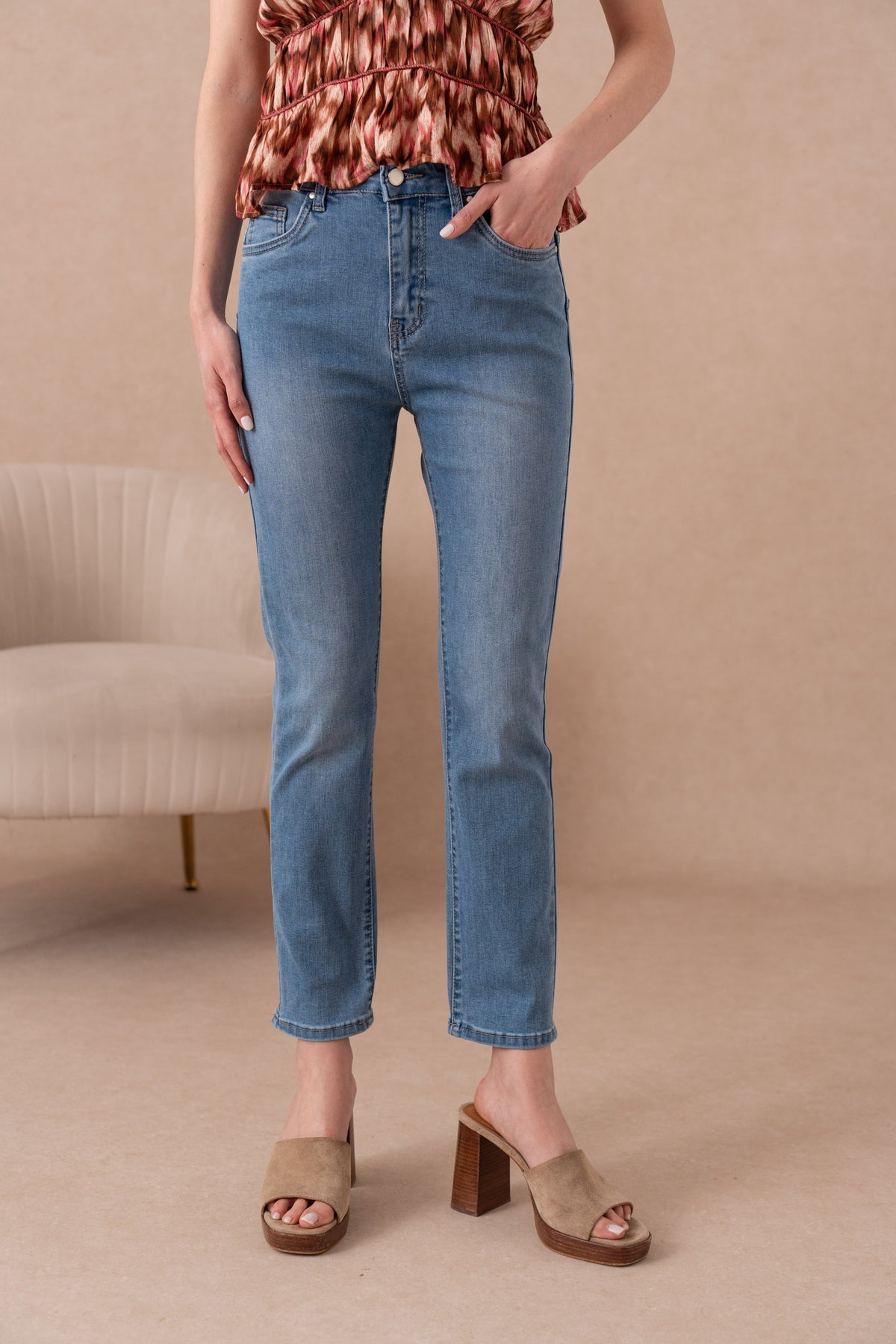Jean droit push up grande taille
