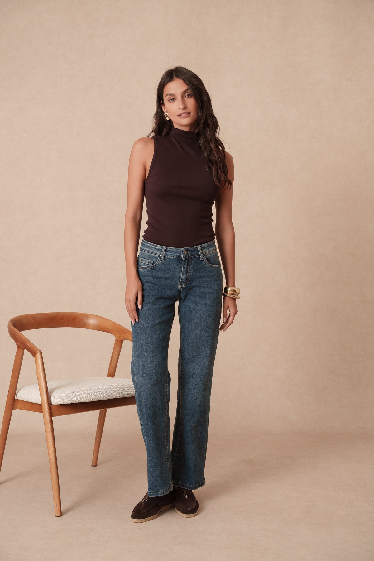 Jean droit ample taille basse