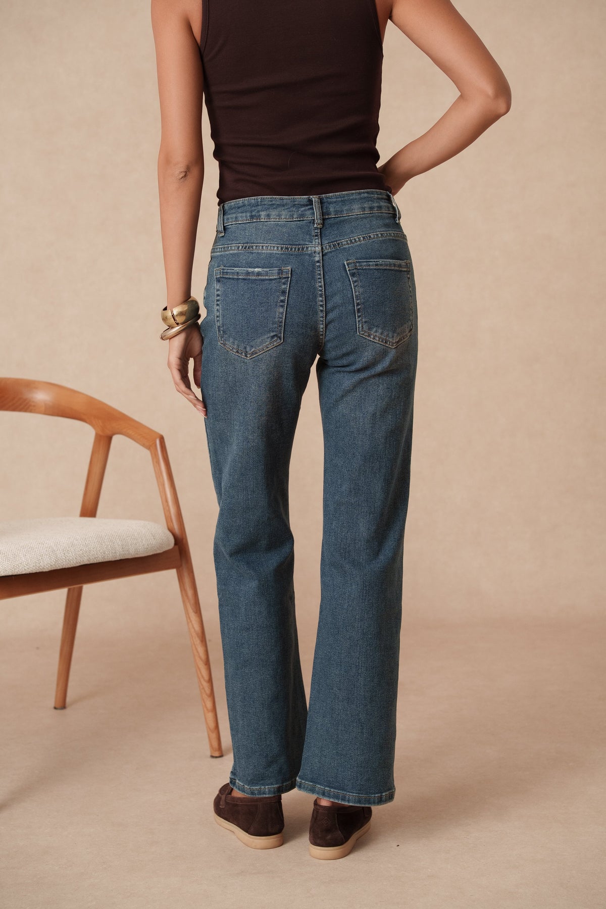 Jean droit ample taille basse
