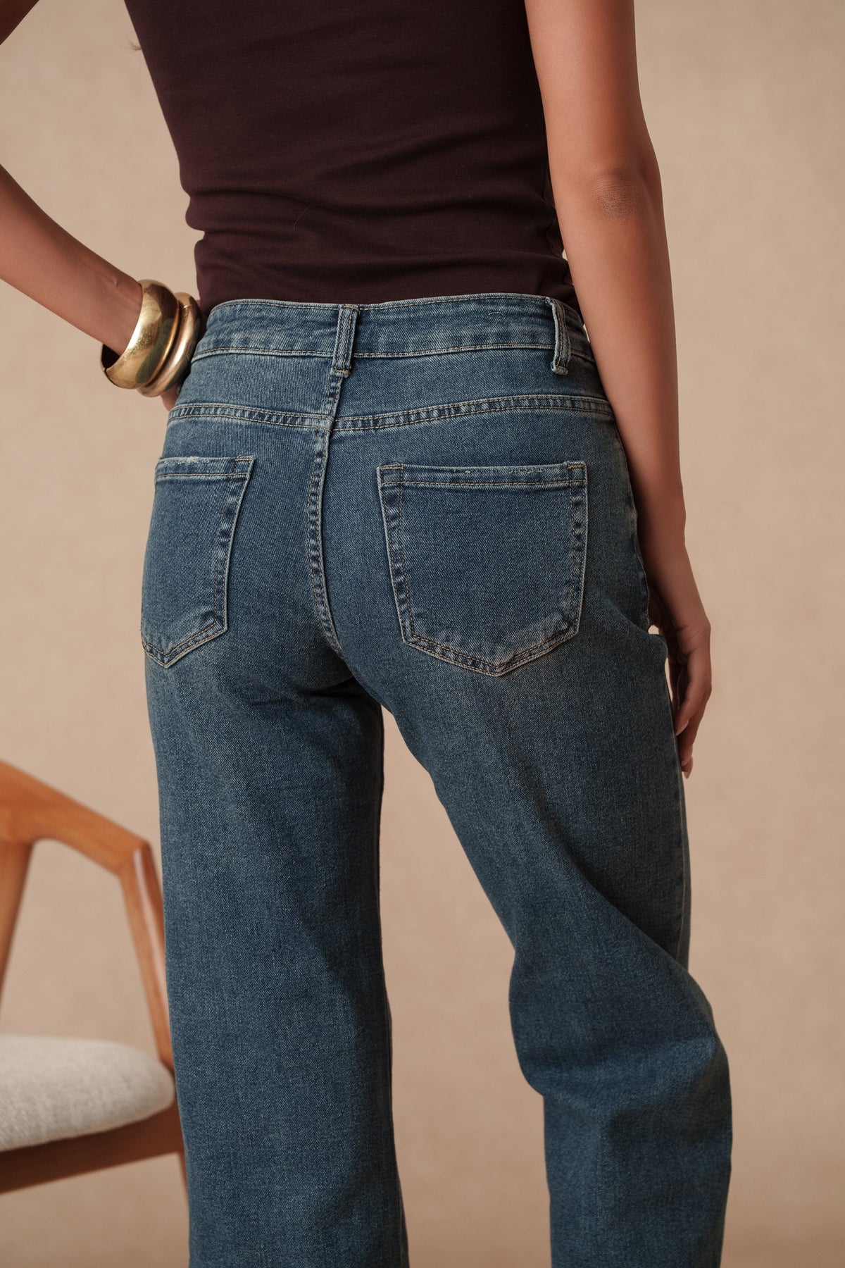 Jean droit ample taille basse