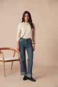 Jean wide leg retroussé