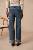 Jean wide leg retroussé