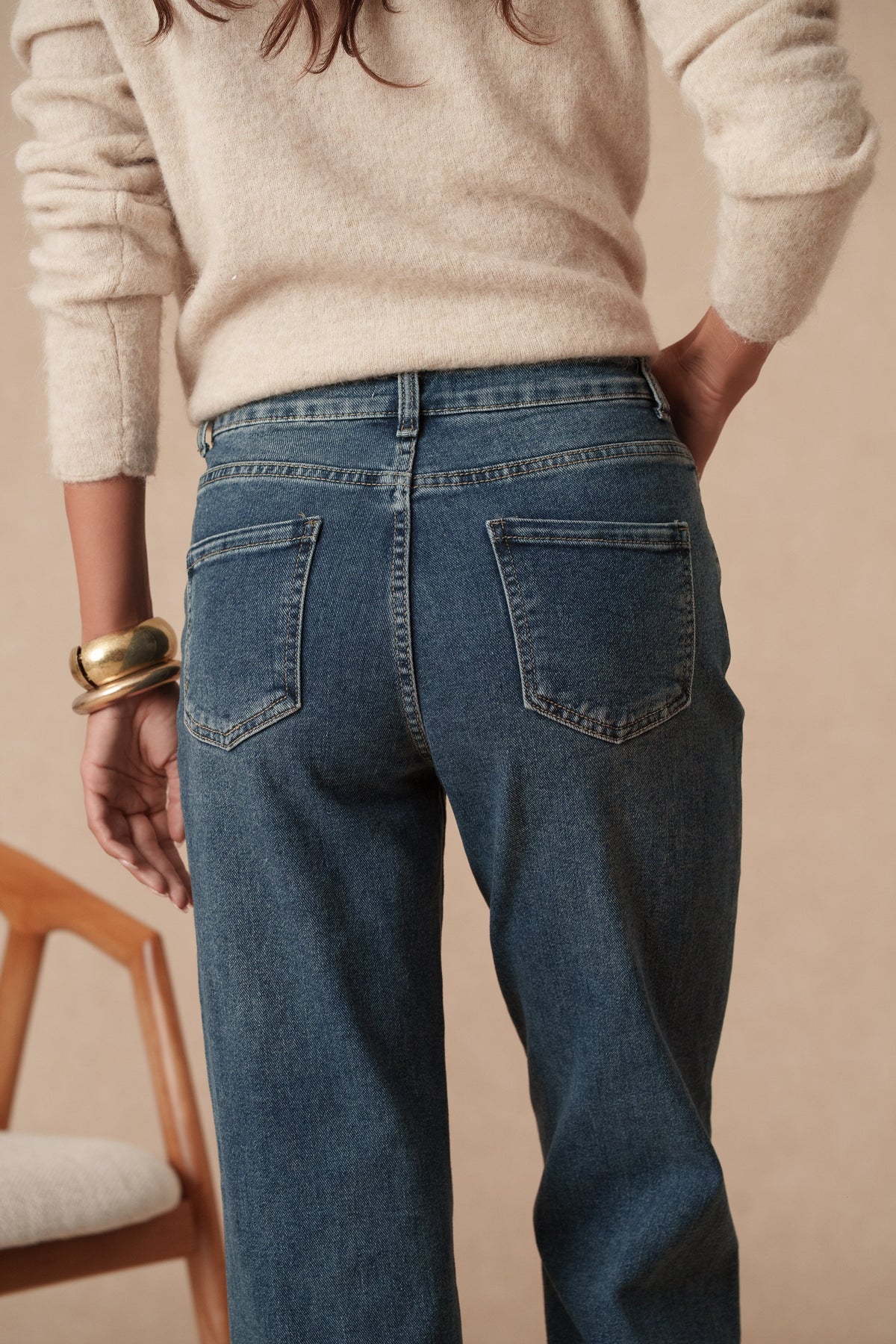 Jean wide leg retroussé