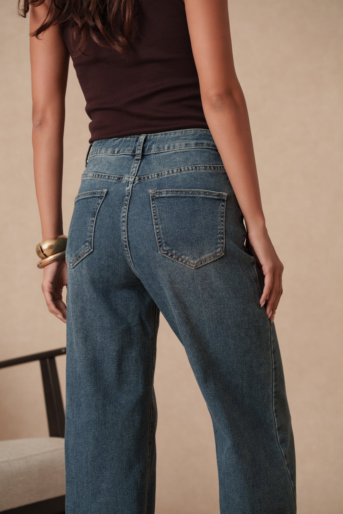 Jean coupe large avec pli avant