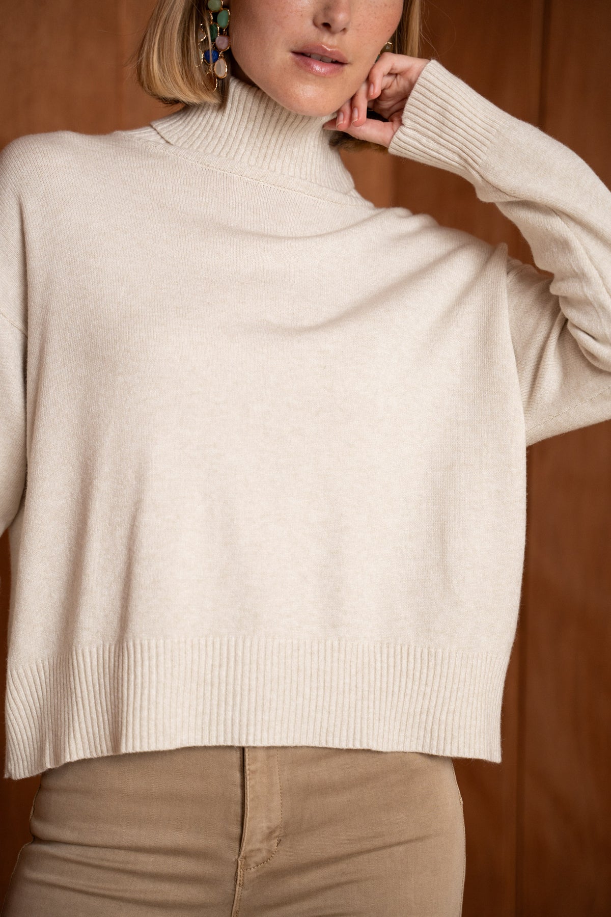 Pull col roulé