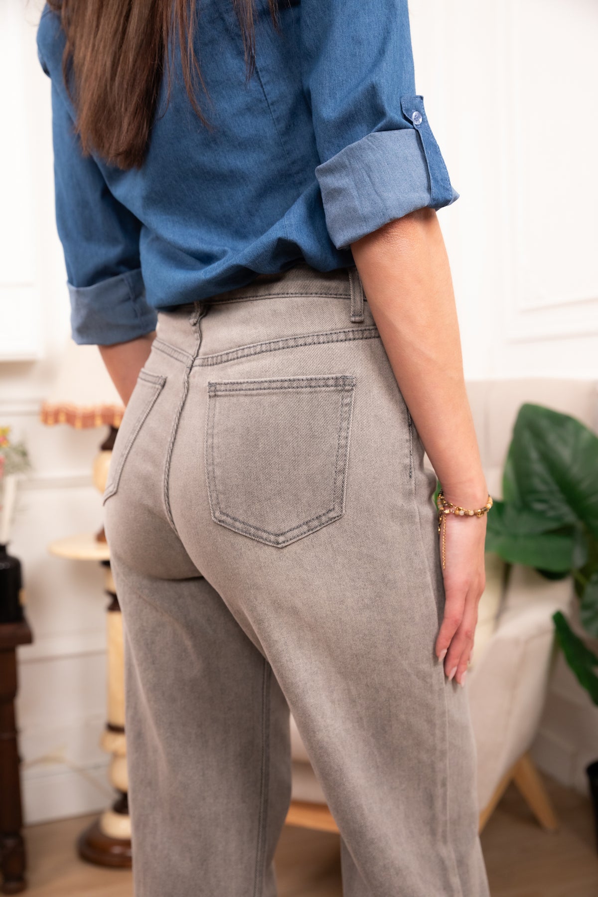 Jean wide leg gris