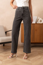 Jean wide leg poches plaquées