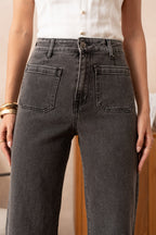 Jean wide leg poches plaquées