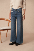 Jean wide leg avec détails dentelles