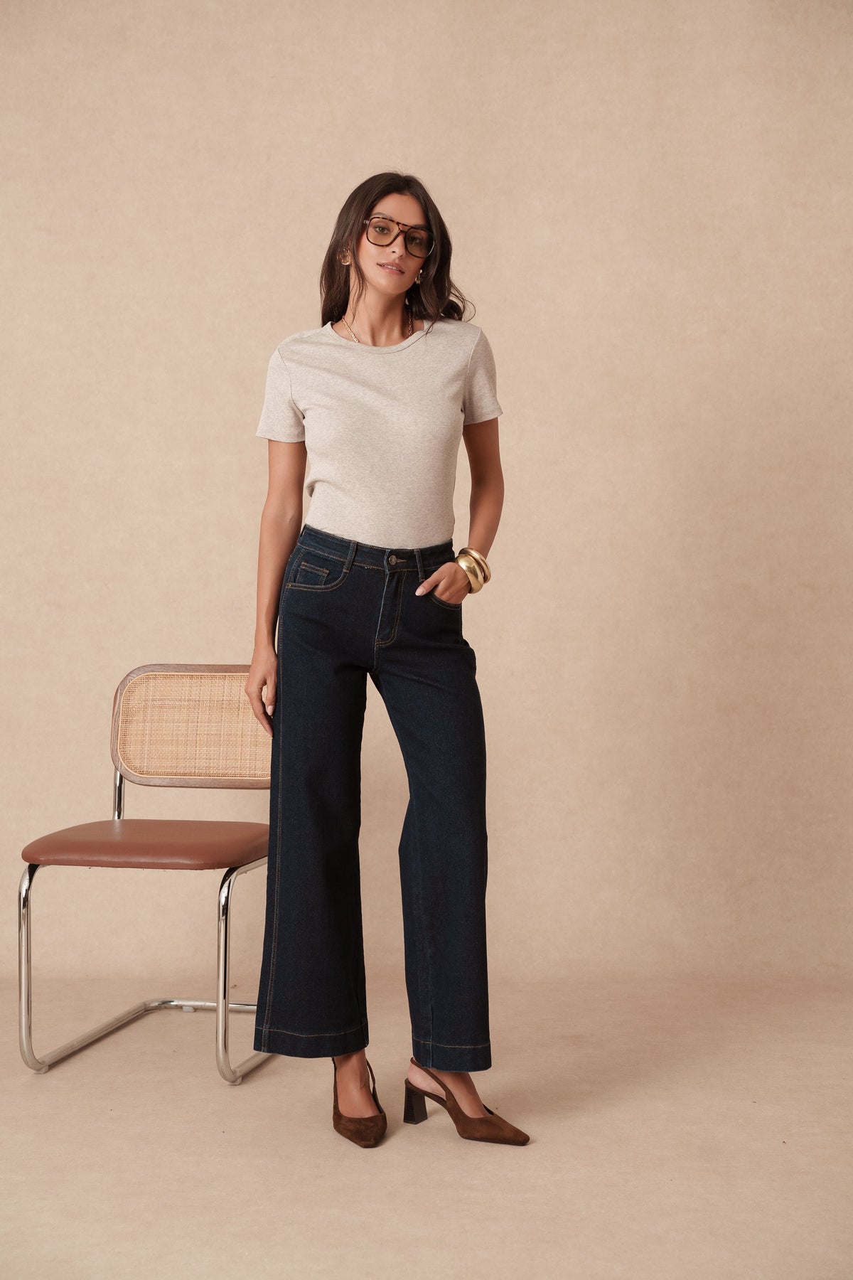 Jean large avec couture sur le côté
