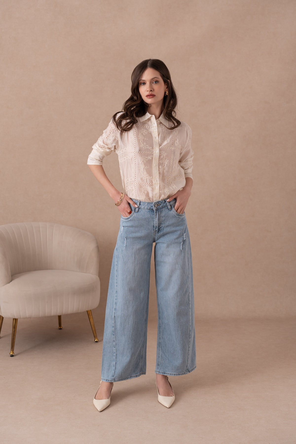 Jean large déchiré