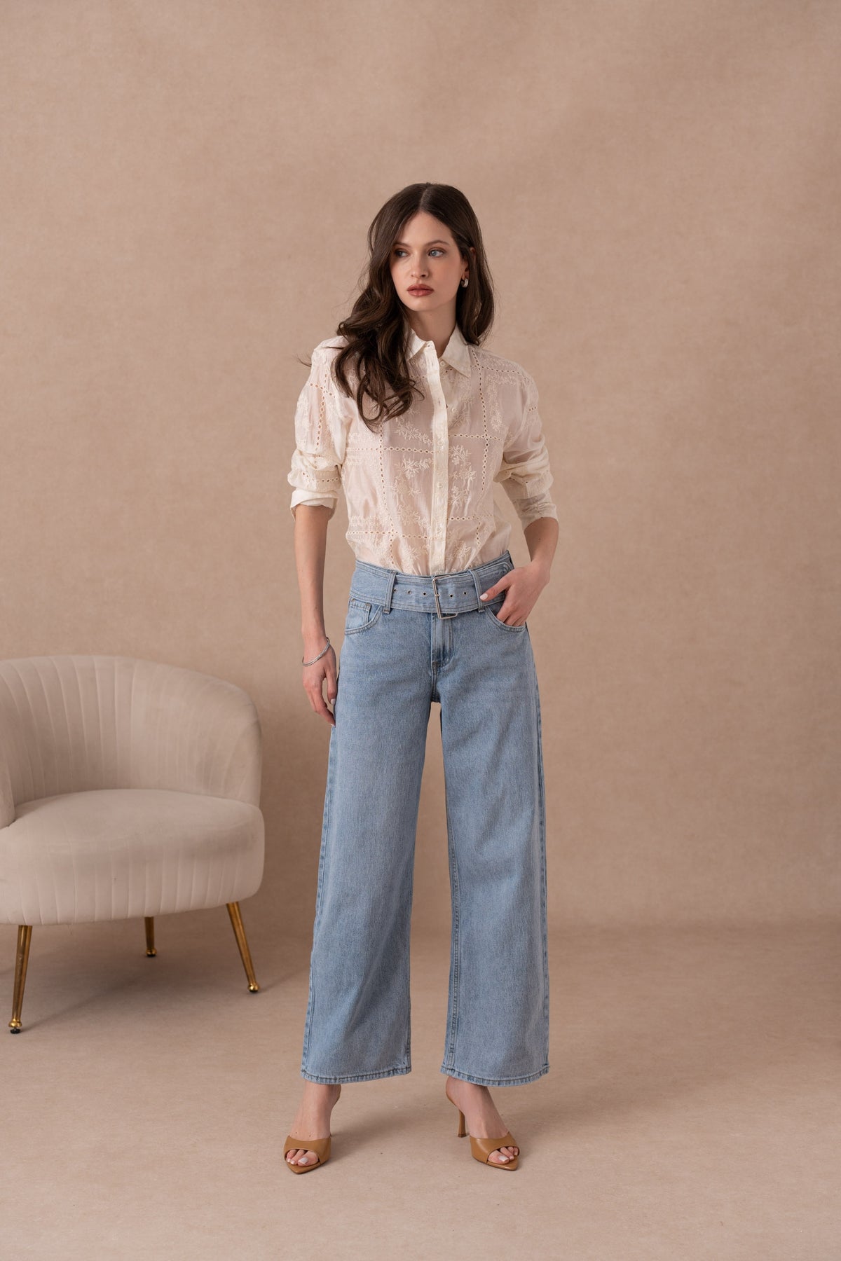 Jean large avec ceinture