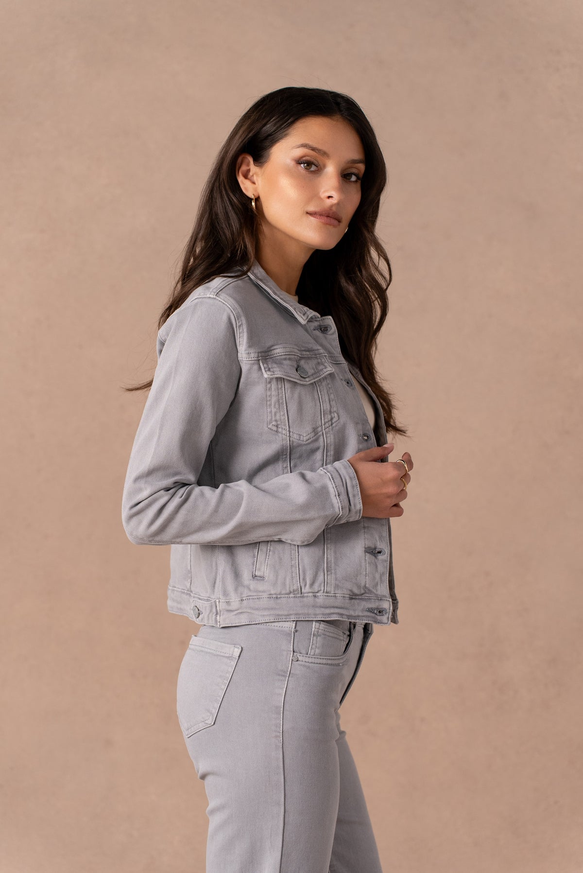 Veste en jean couleur à 4 poches