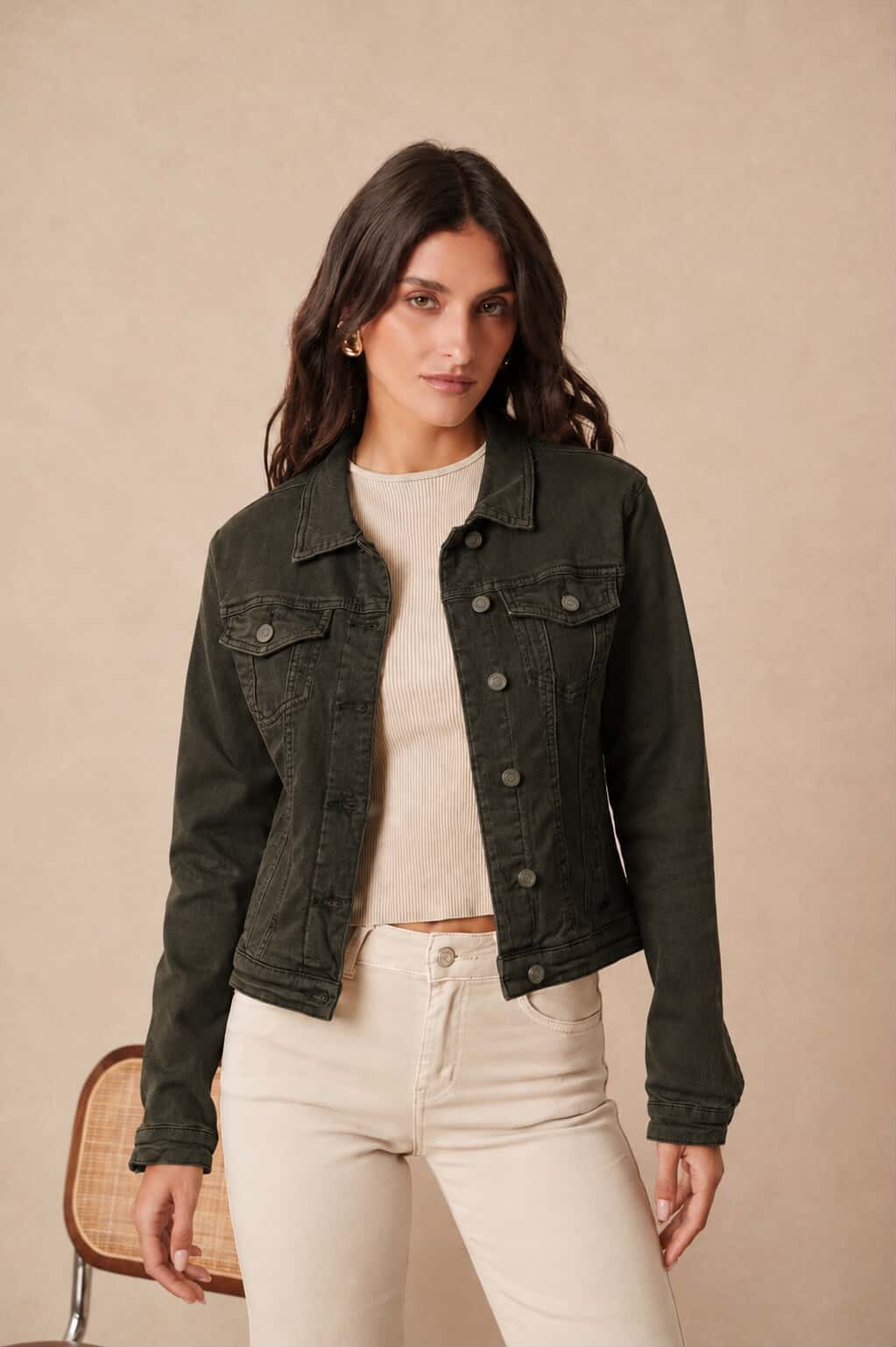 Veste en jean couleur à 4 poches