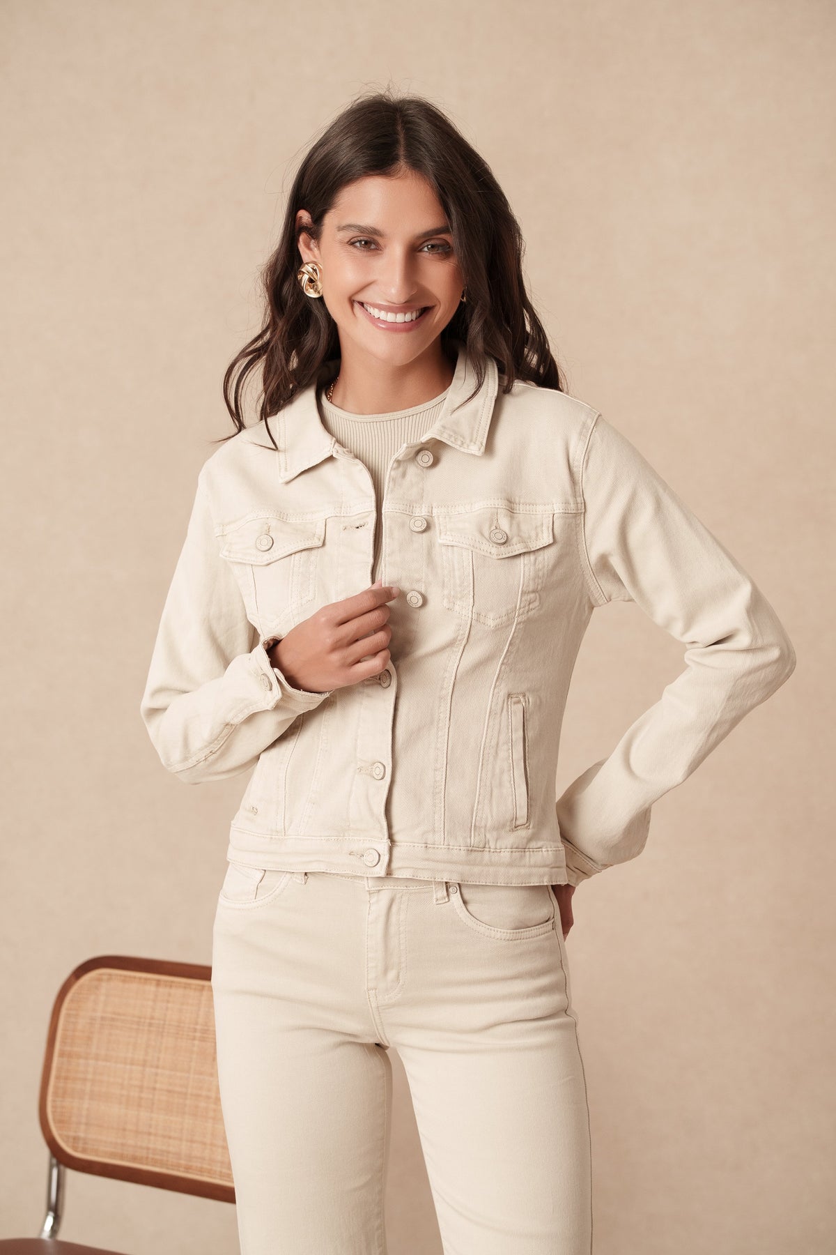 Veste en jean couleur à 4 poches
