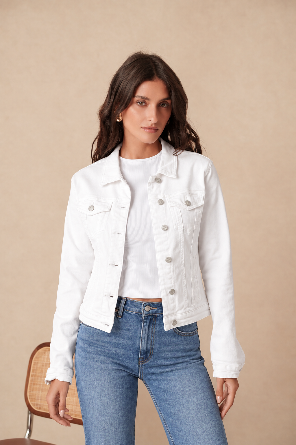 Veste en jean couleur à 4 poches