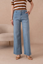 Jean wide leg avec plis avant