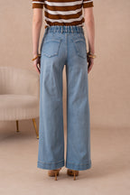 Jean wide leg avec plis avant