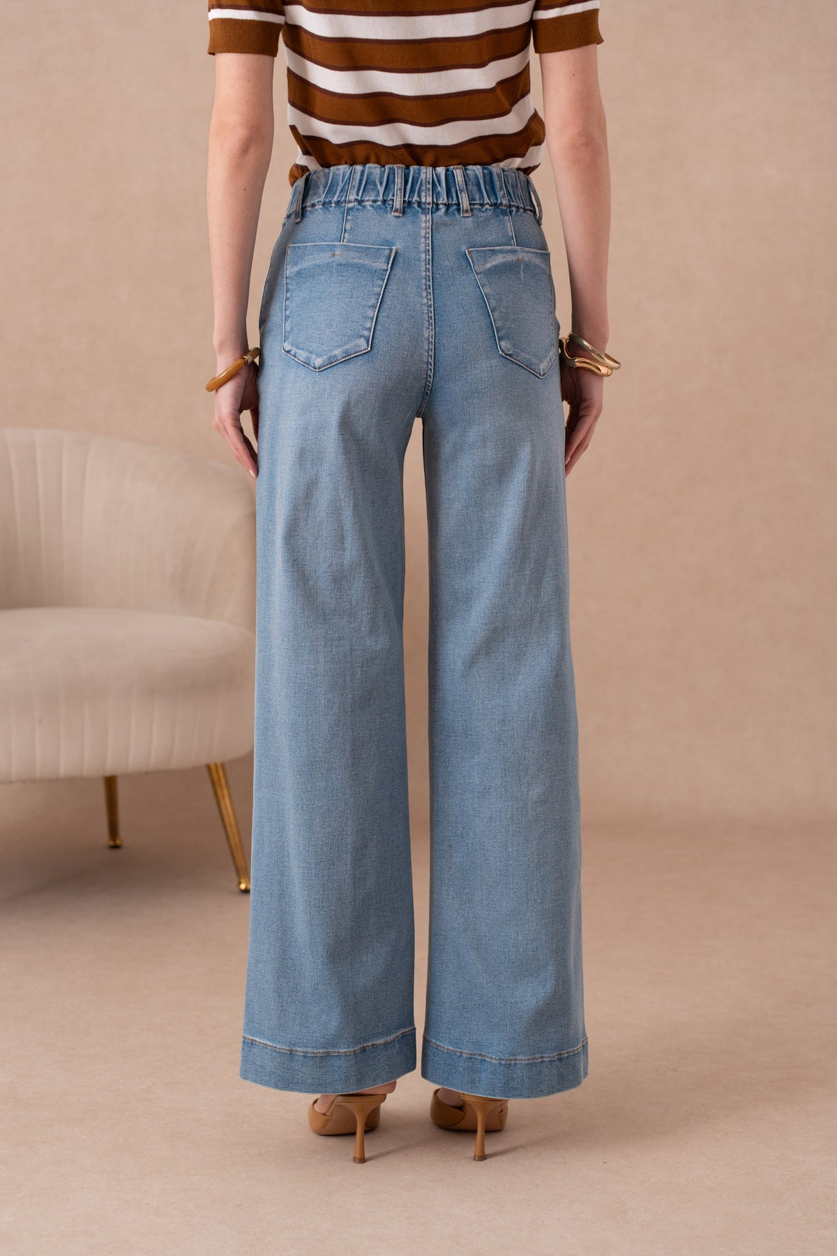 Jean wide leg avec plis avant